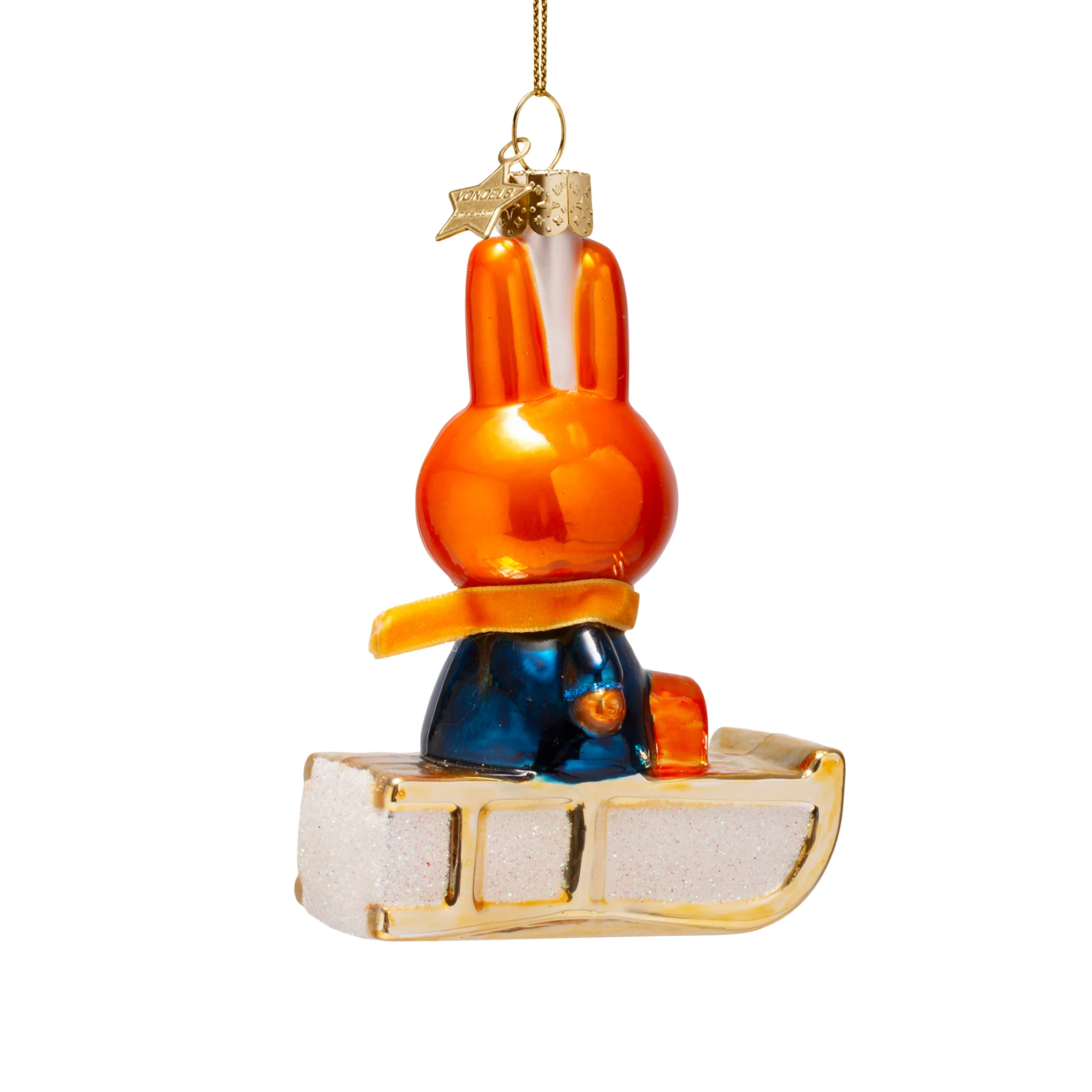 Miffy Glass Holiday Ornament - Miffy Snow Sled - Image 4