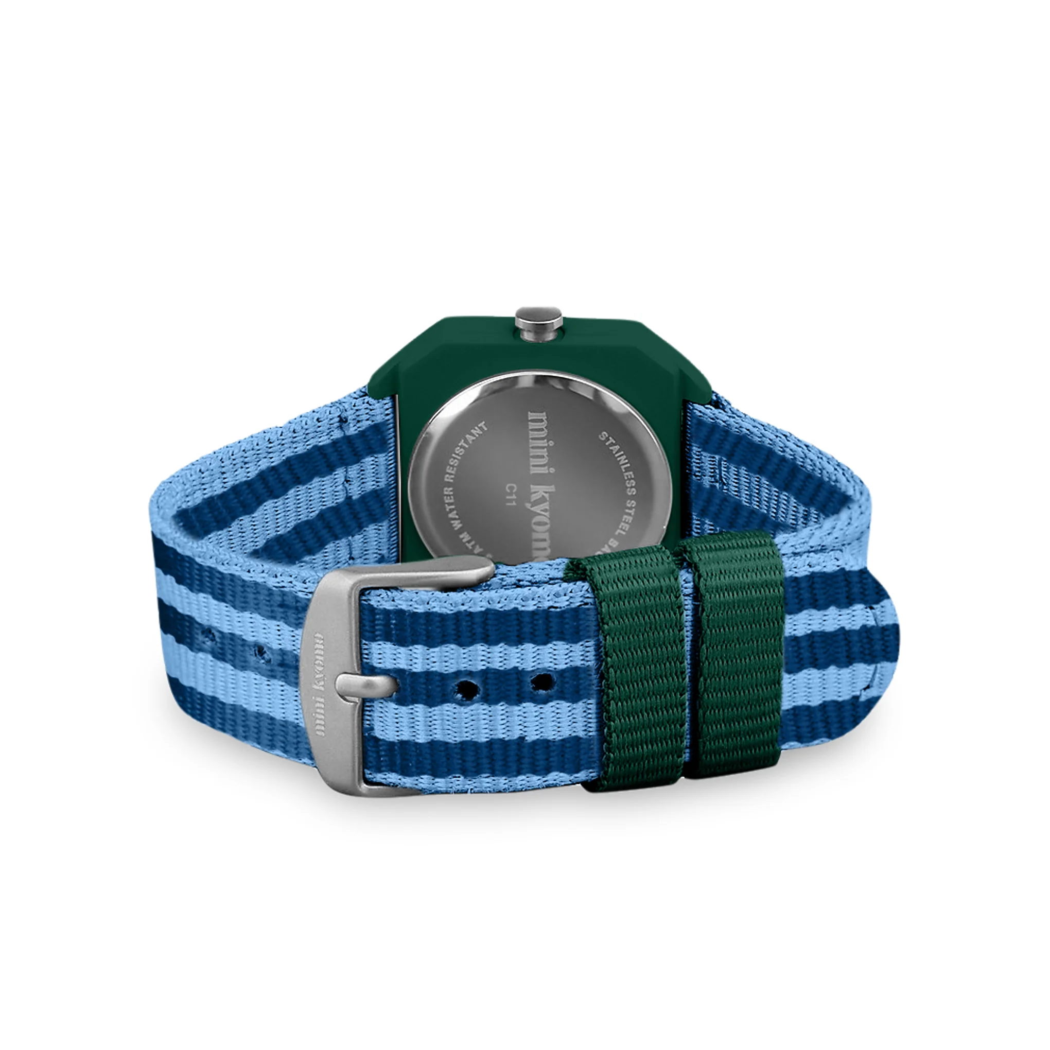 Mini Kyomo Watch - Blue/ Green Stripes - Image 3