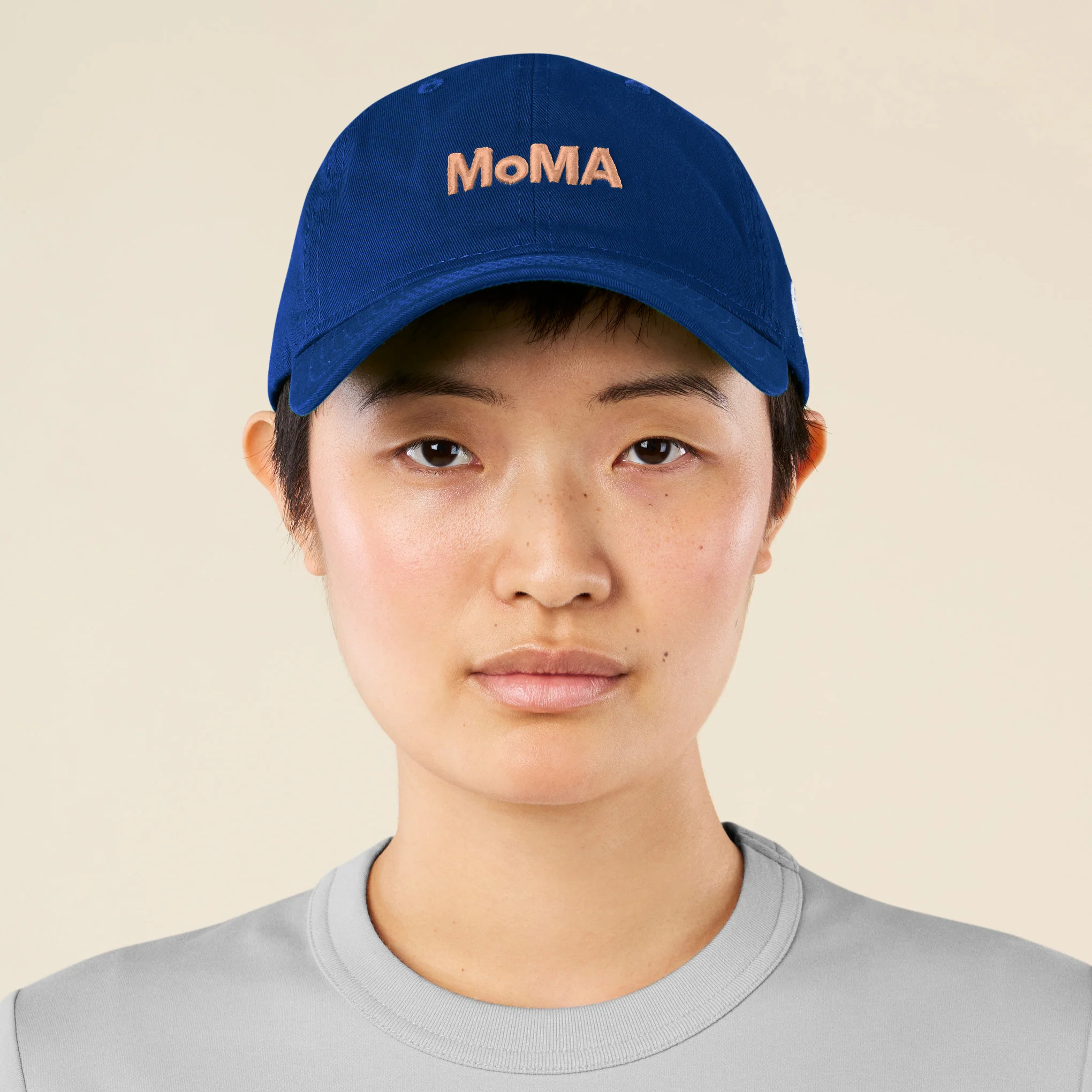 Colorful MoMA Adjustable Baseball Cap - Royal Blue/ Peach - Image 2