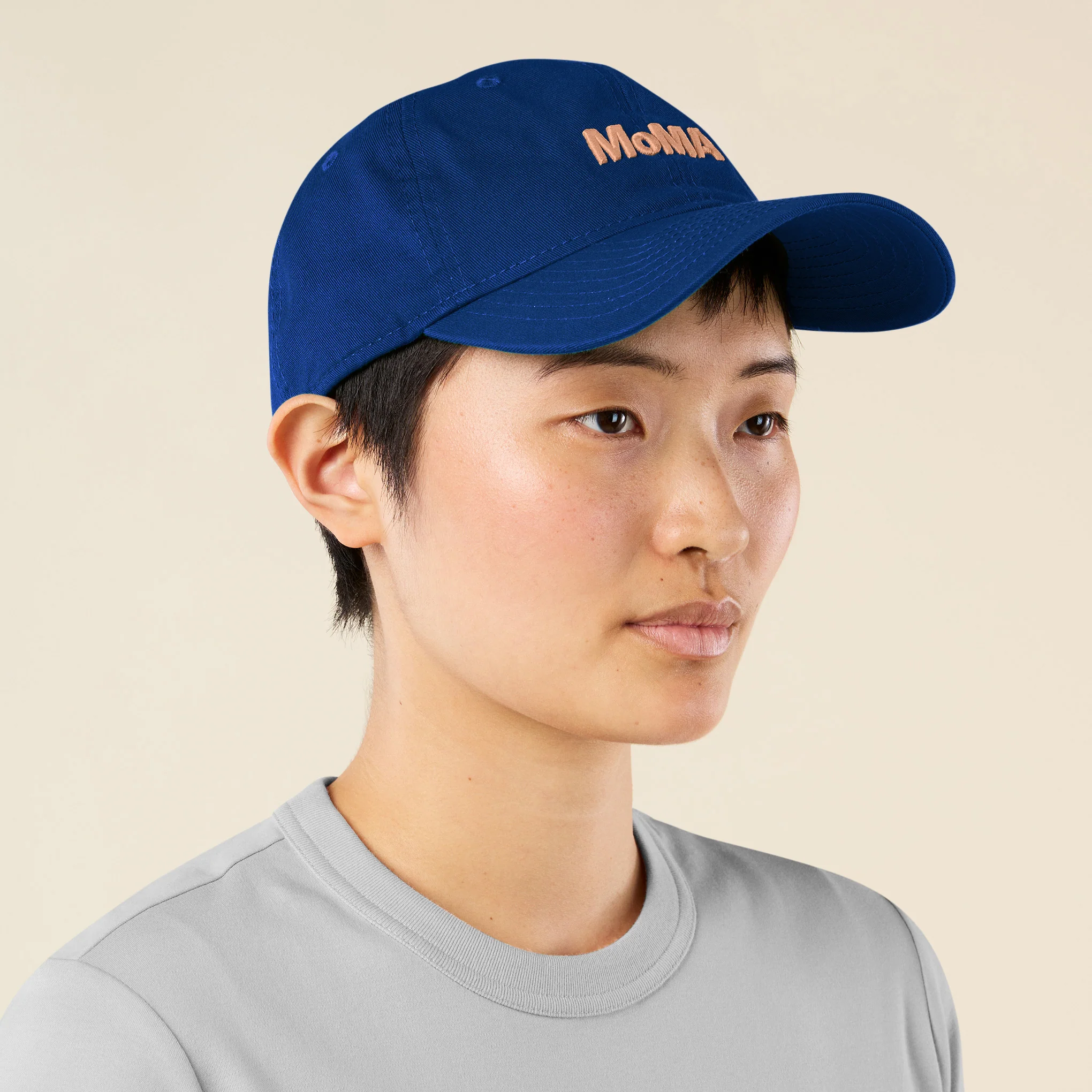 Colorful MoMA Adjustable Baseball Cap - Royal Blue/ Peach - Image 4