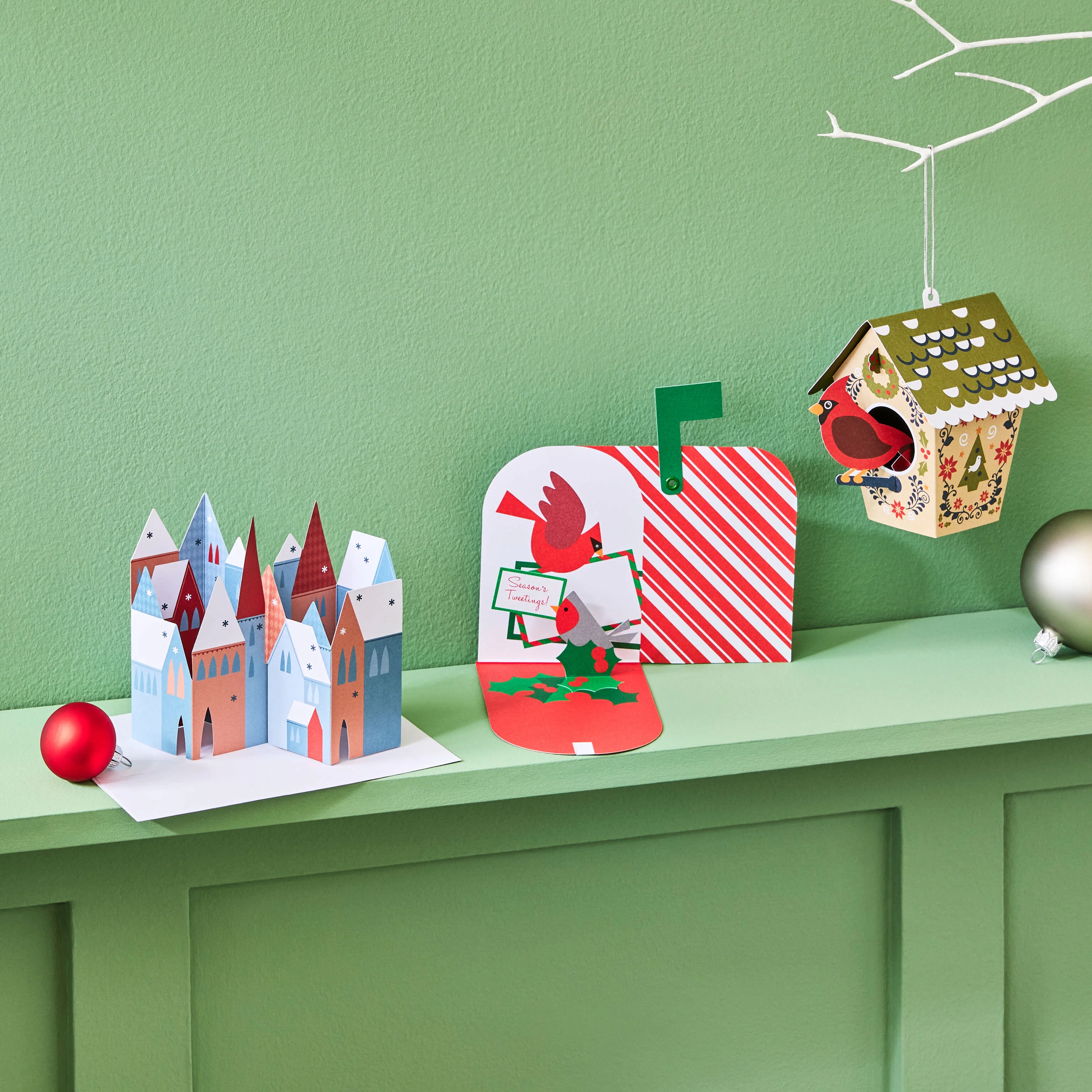Nordic Birdhouse Holiday Pop-Up Cards - Set of 8 - Image 2