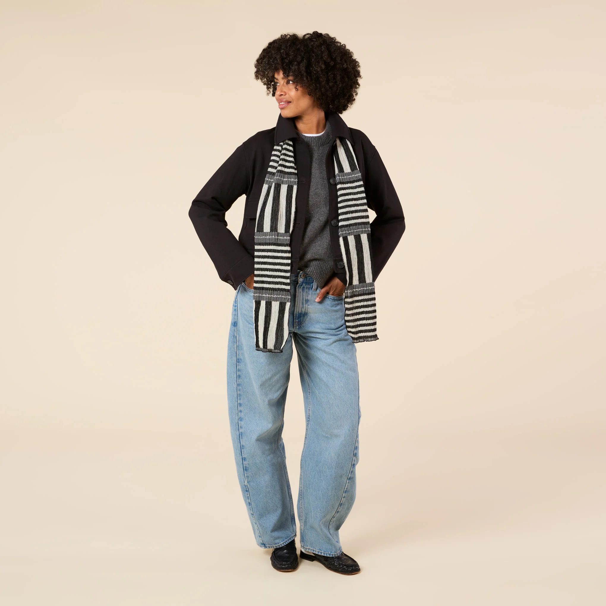 Nuno Stripey Stripe Wool-Cotton Scarf - Image 4