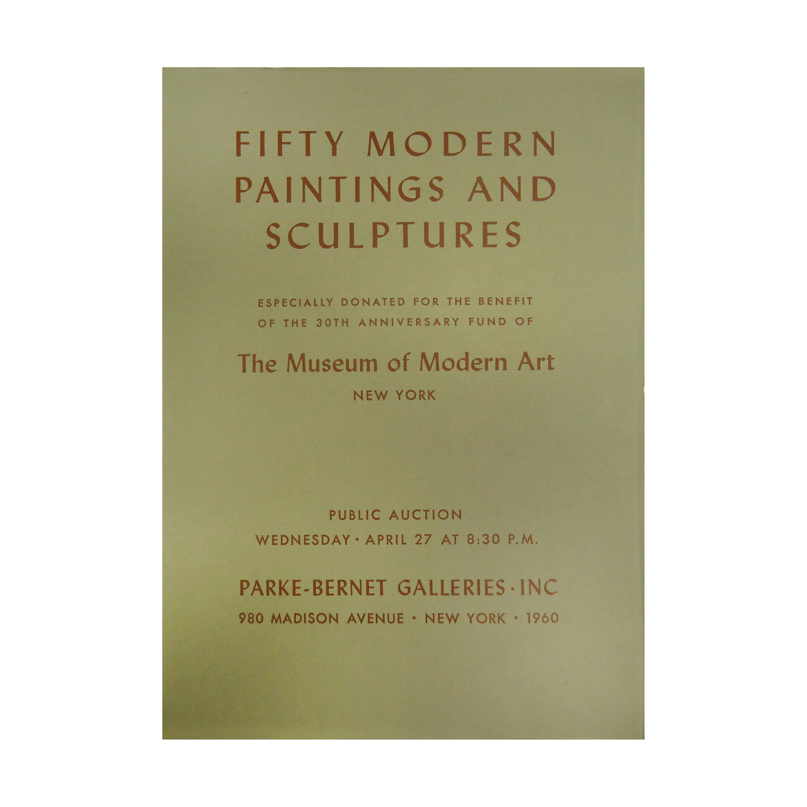 Parke-Bernet Auction to Benefit MoMA - Paperback