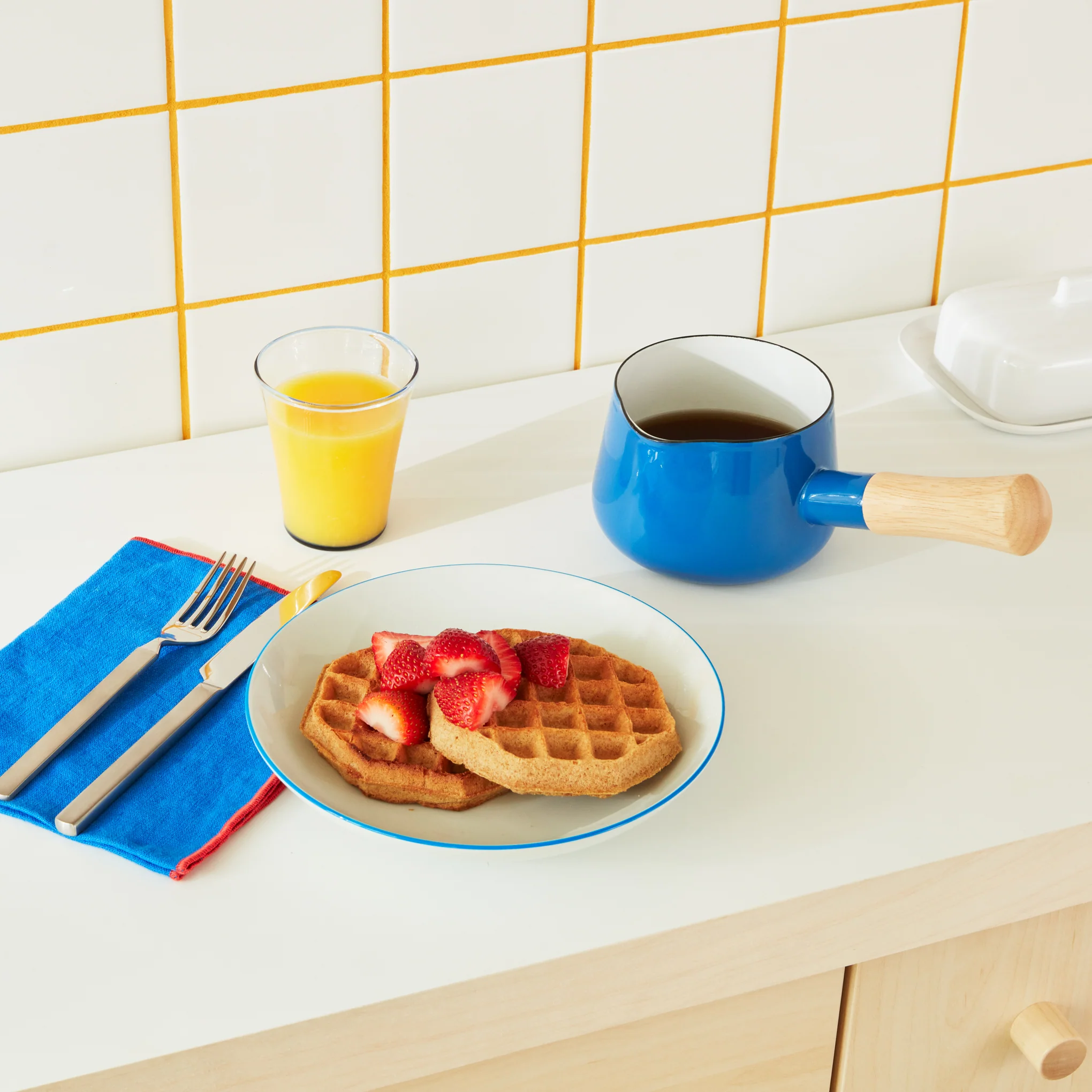 Porcelain Enamel Milk Pan - Blue - Image 2