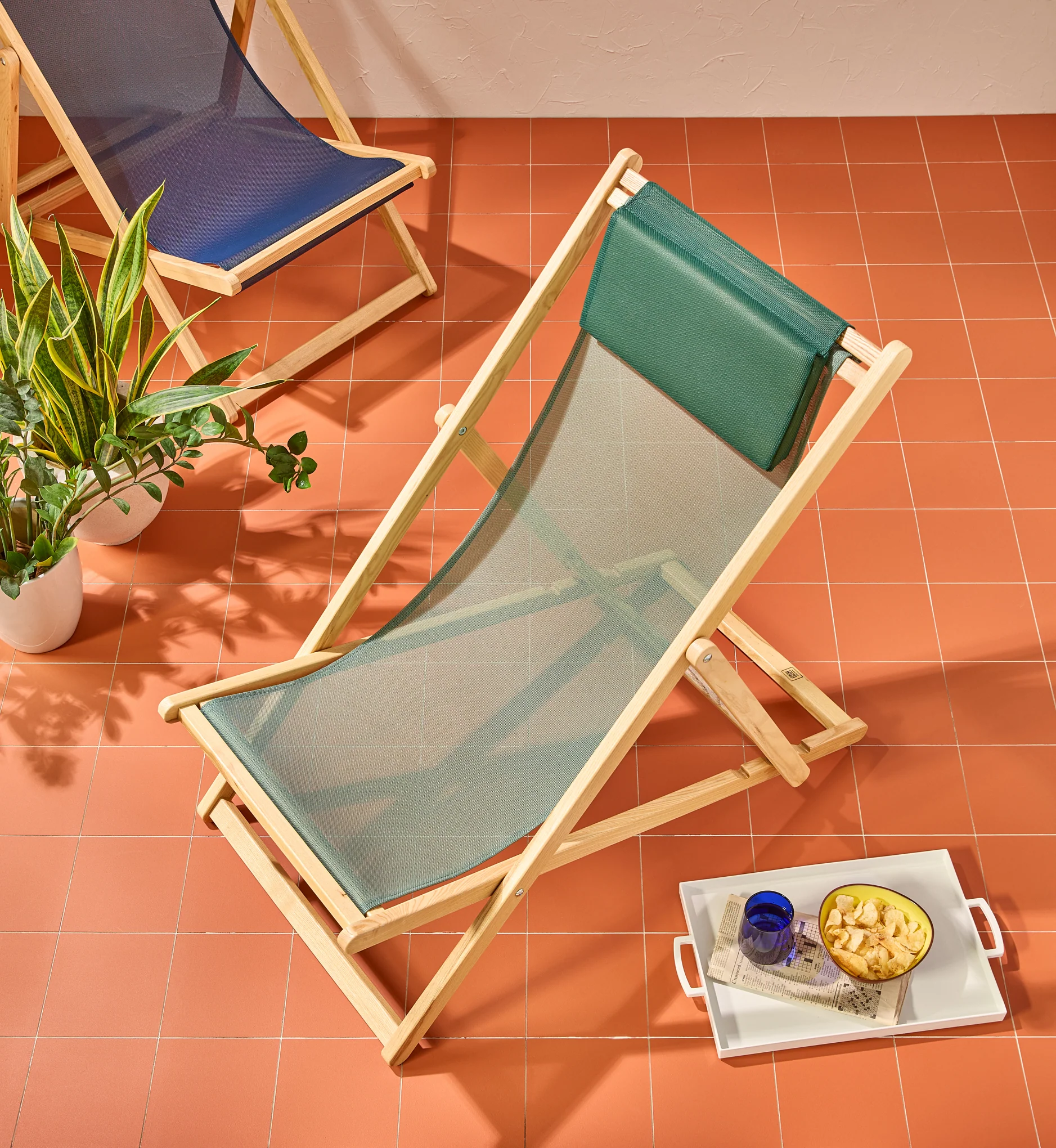 Relax Folding Deck Chair - Sage/ Green - Image 2
