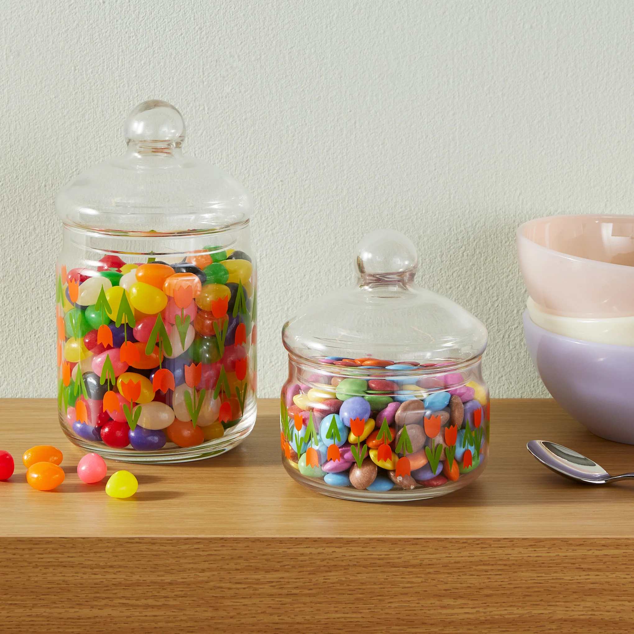 Retro Glass Jar with Lid - Tulips - Image 3