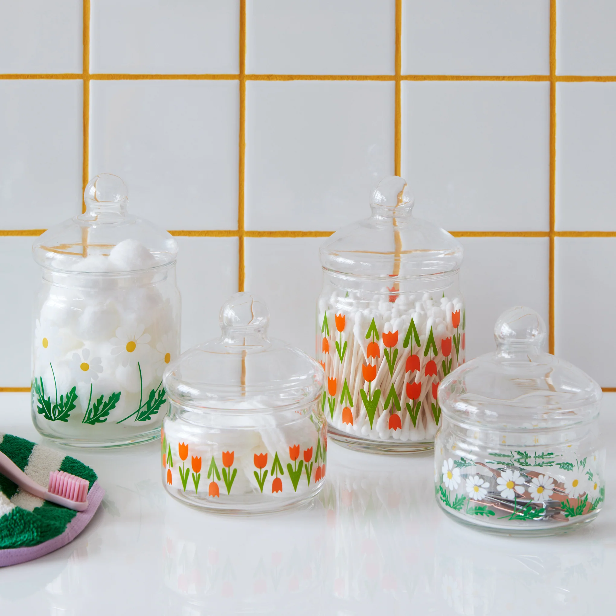 Retro Glass Jar with Lid - Tulips - Image 4
