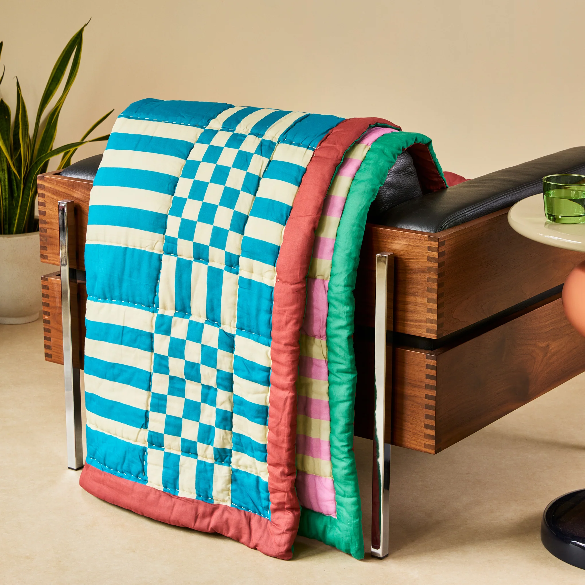 Reversible Cotton Quilt Throw - Domingo - Image 2