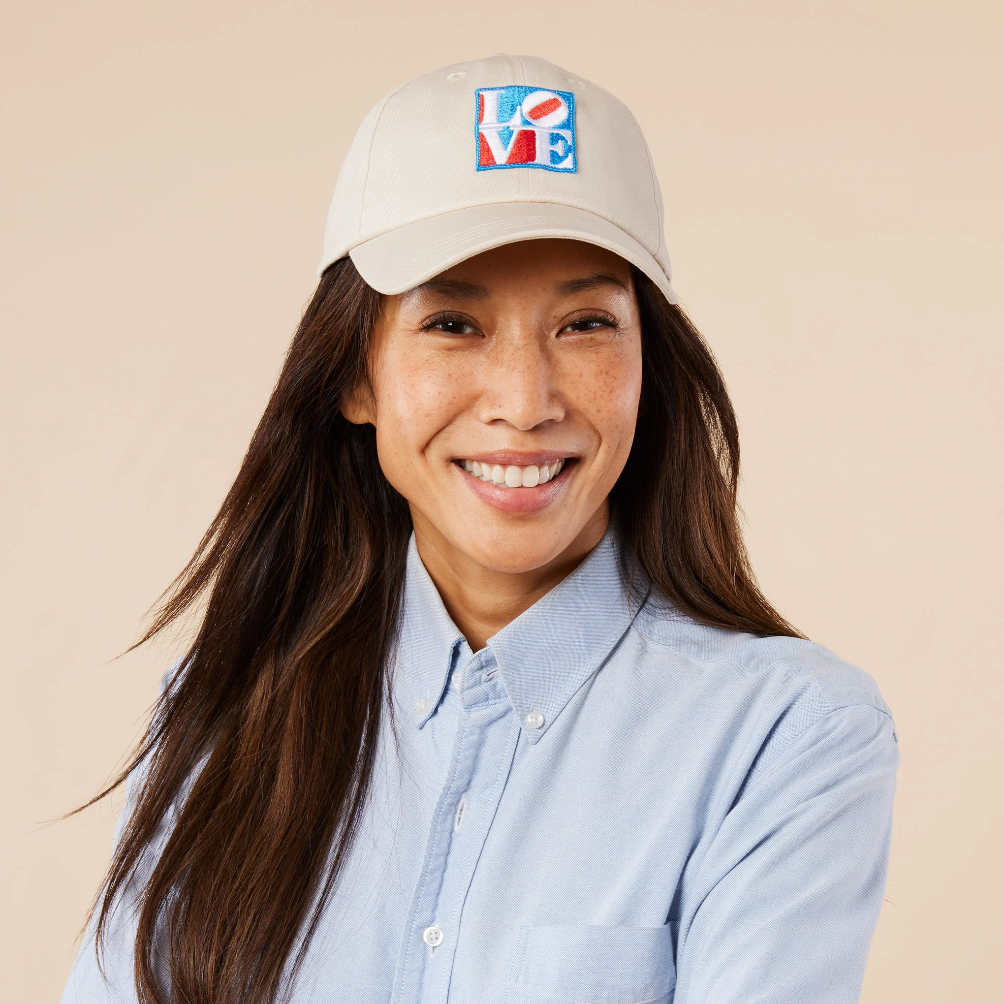 Robert Indiana LOVE Cotton Canvas Baseball Cap - Ivory - Image 2
