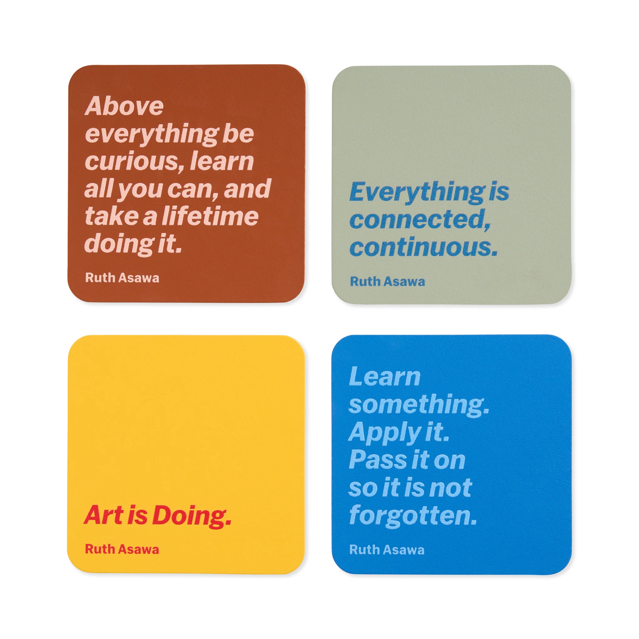 Ruth Asawa Recycled Leather Quote Coasters - Set of 4 - Ruth Asawa