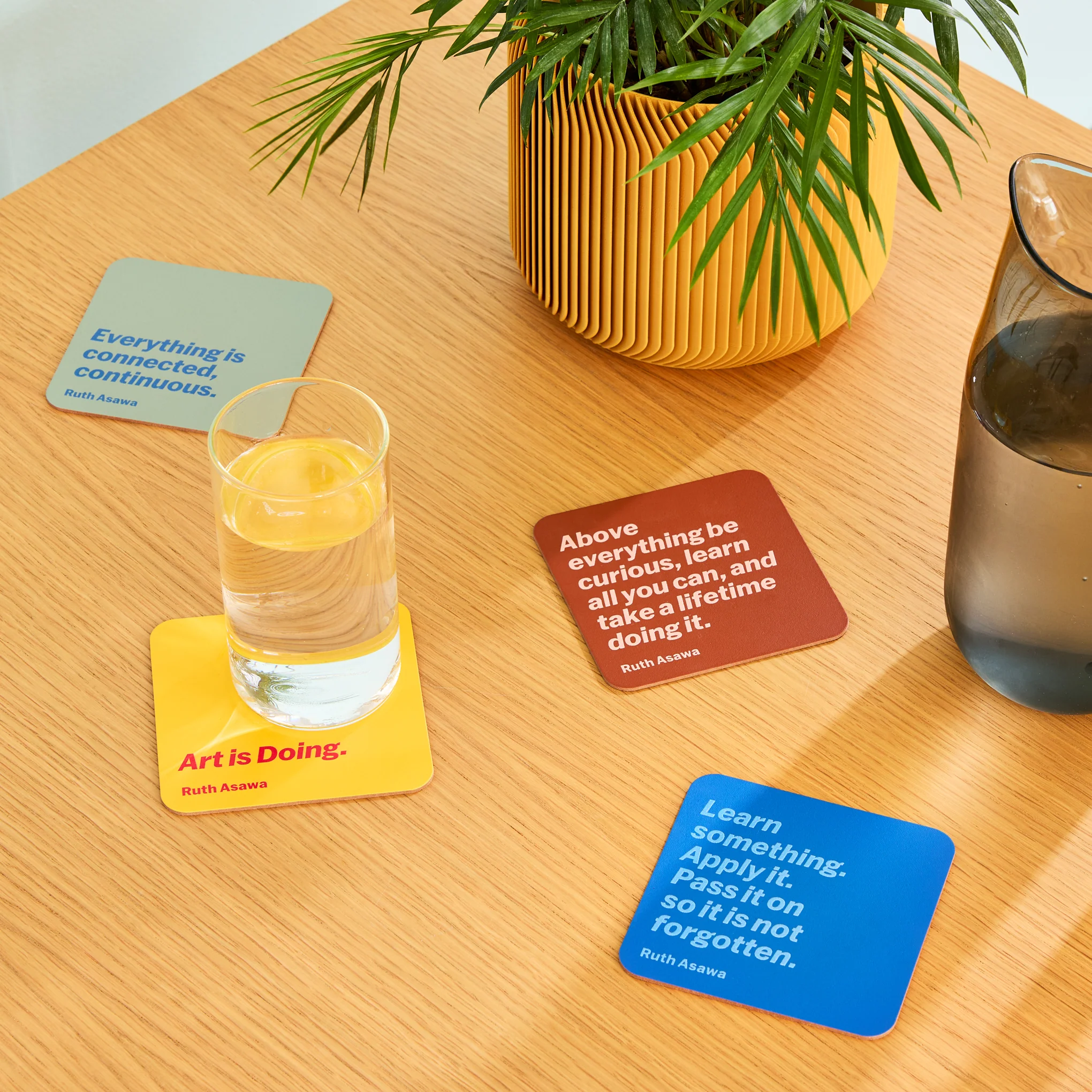 Ruth Asawa Recycled Leather Quote Coasters - Set of 4 - Ruth Asawa - Image 2