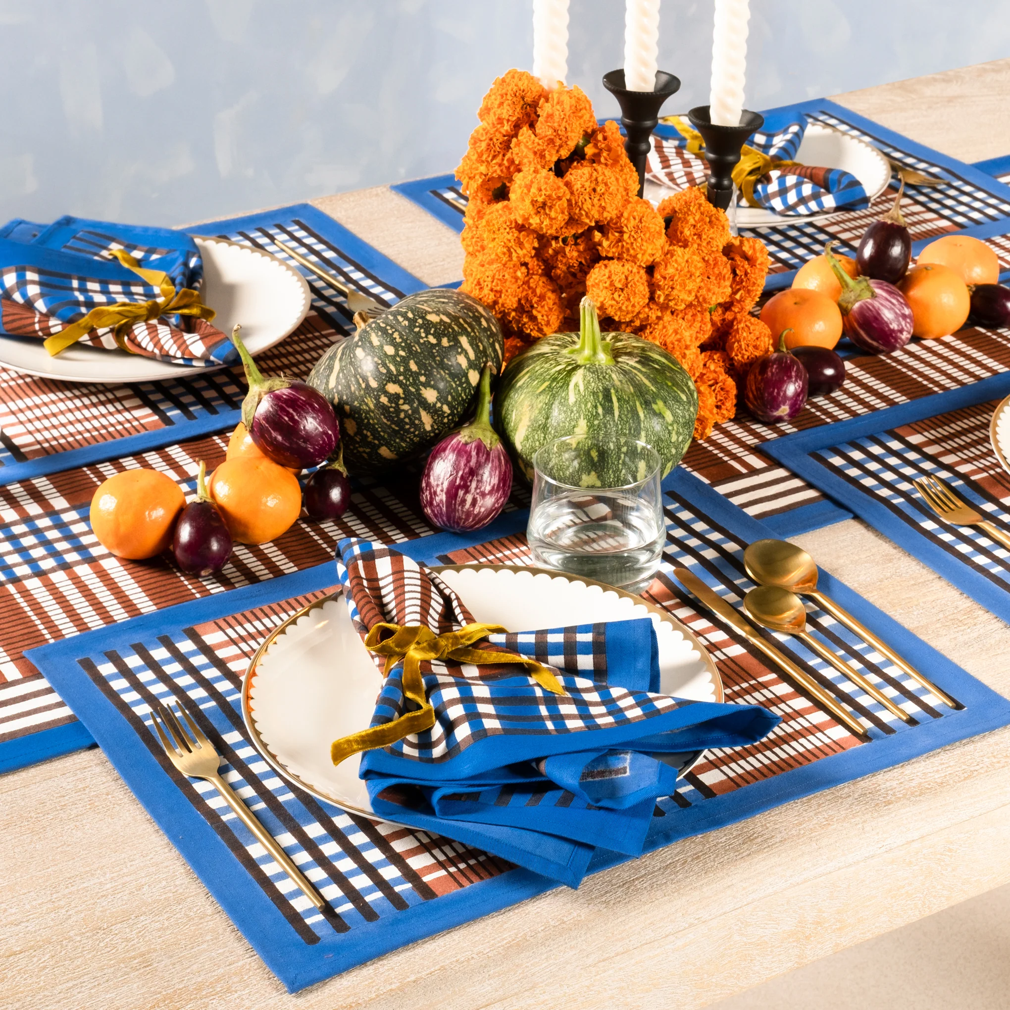 Shetland Plaid Cotton Table Linens - Napkins S/4 - Image 4