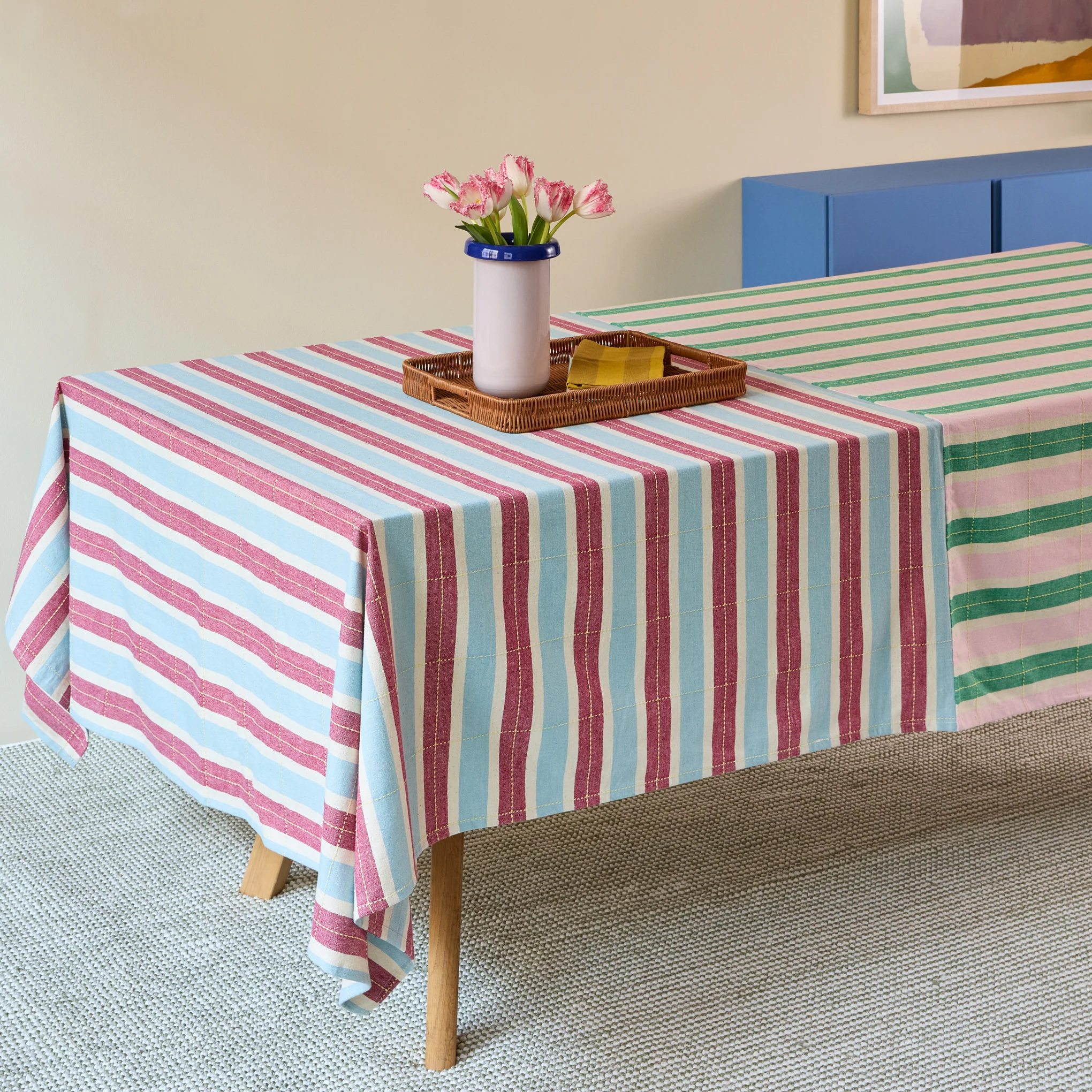 Striped Cotton Tablecloth - Image 2