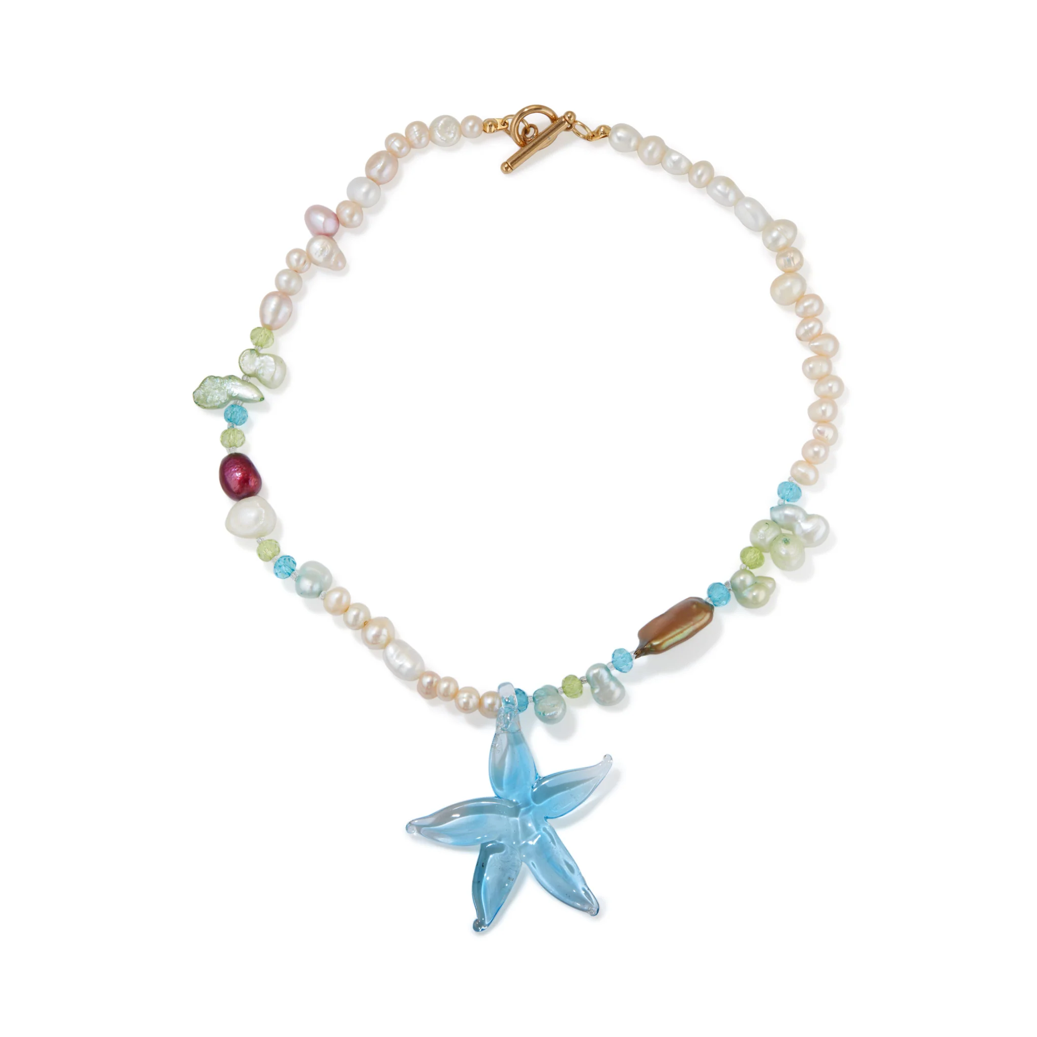 Suplais Pearl And Recycled Glass Flower Necklace