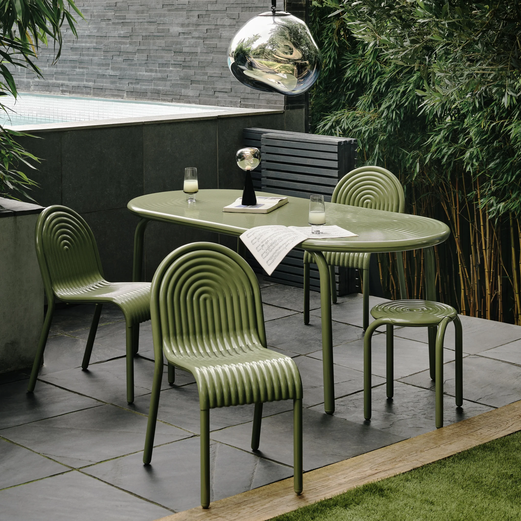 Tom Dixon Groove Outdoor Stacking Side Chair - Moss - Image 6