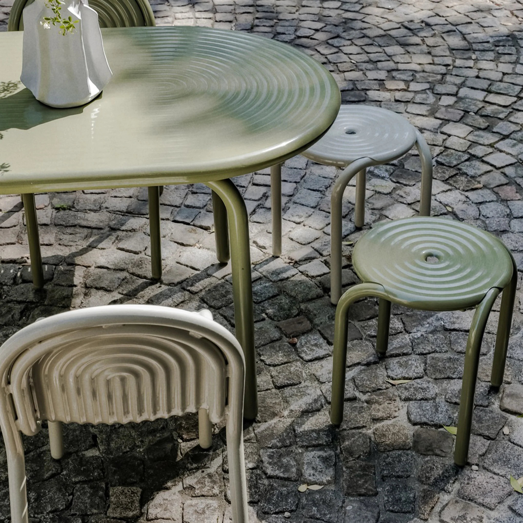 Tom Dixon Groove Stacking Outdoor Stacking Stool - Moss - Image 6