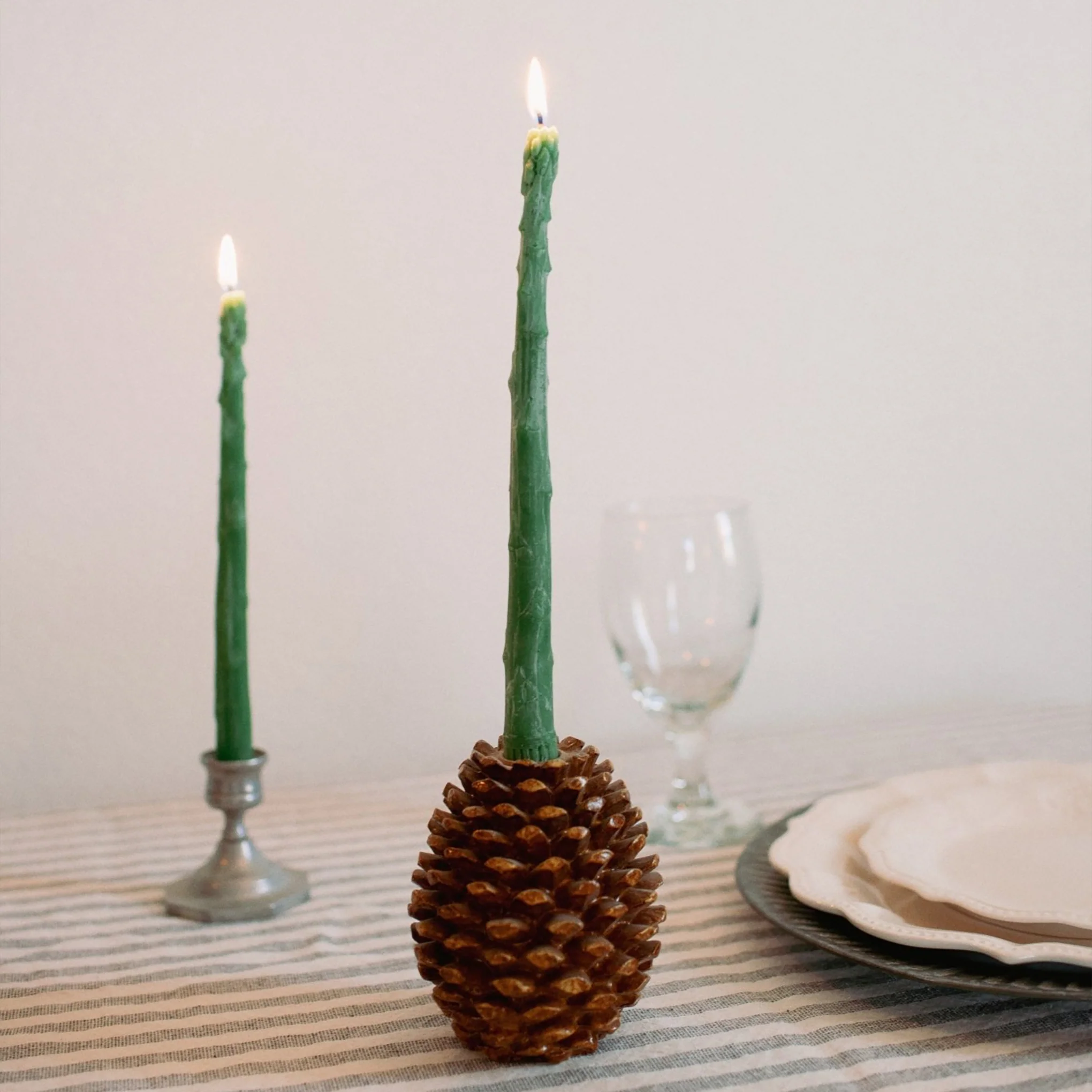 Veggie Taper Beeswax Candles - Set of 2 - Green - Image 6