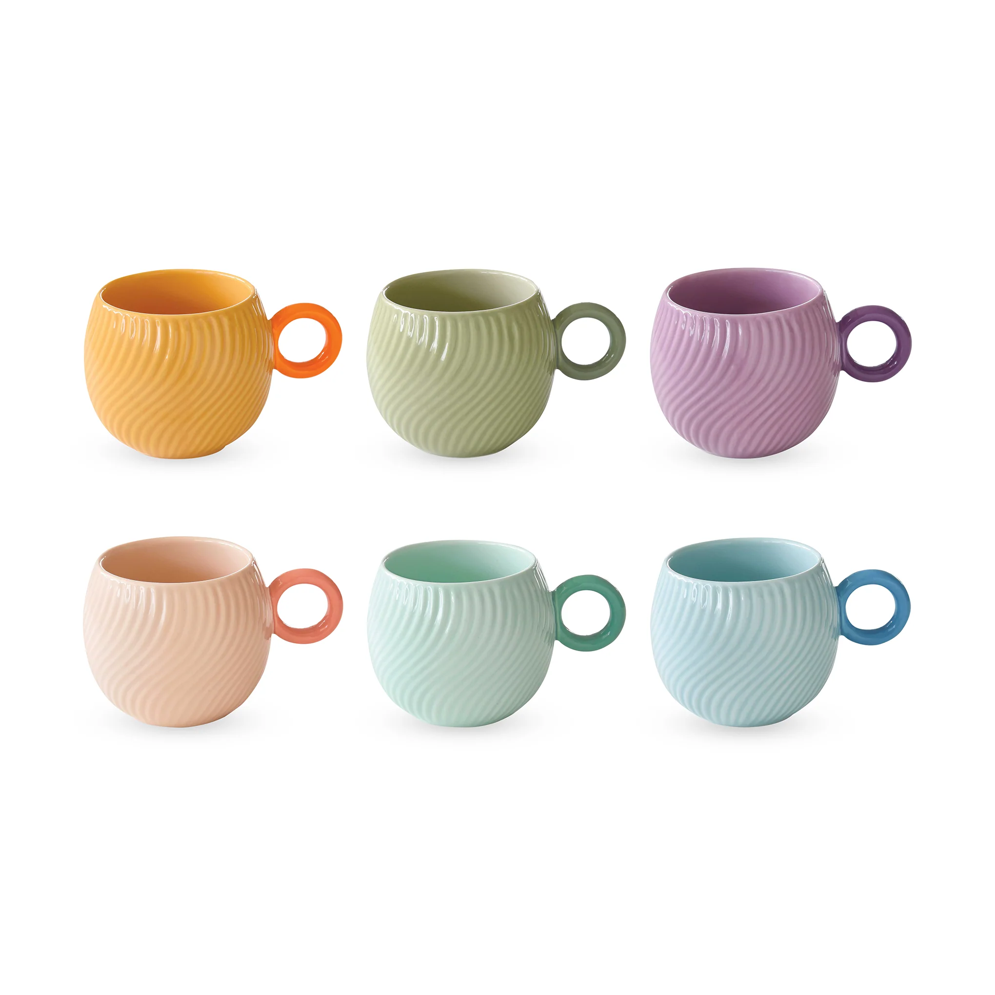Waves Porcelain Espresso Cups - Set of 6