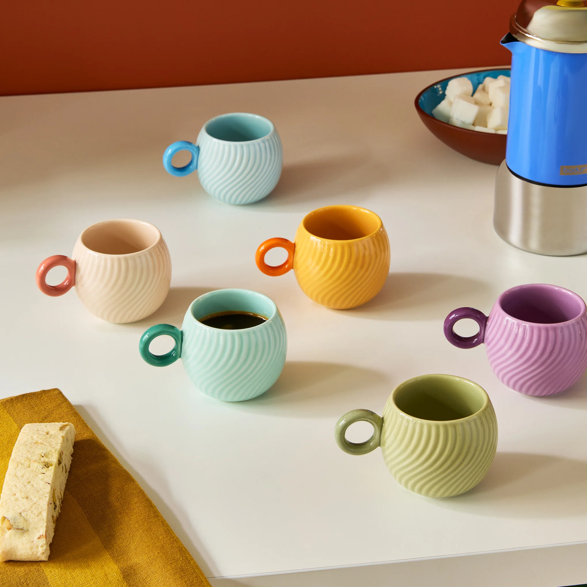 Waves Porcelain Espresso Cups - Set of 6 - Image 2