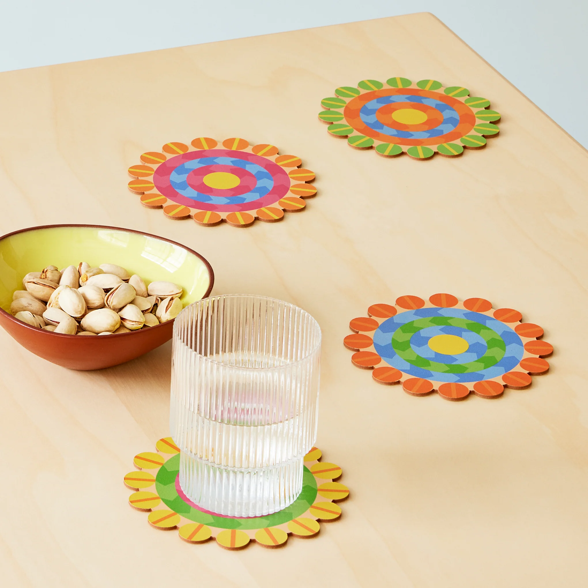 Yinka Ilori Radiant Blooms Recycled Leather Coasters - Set of 4 - Image 2